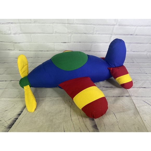 Pier 1 Toys Vintage Pier Imports Decor Plush Stuffed Toy Airplane